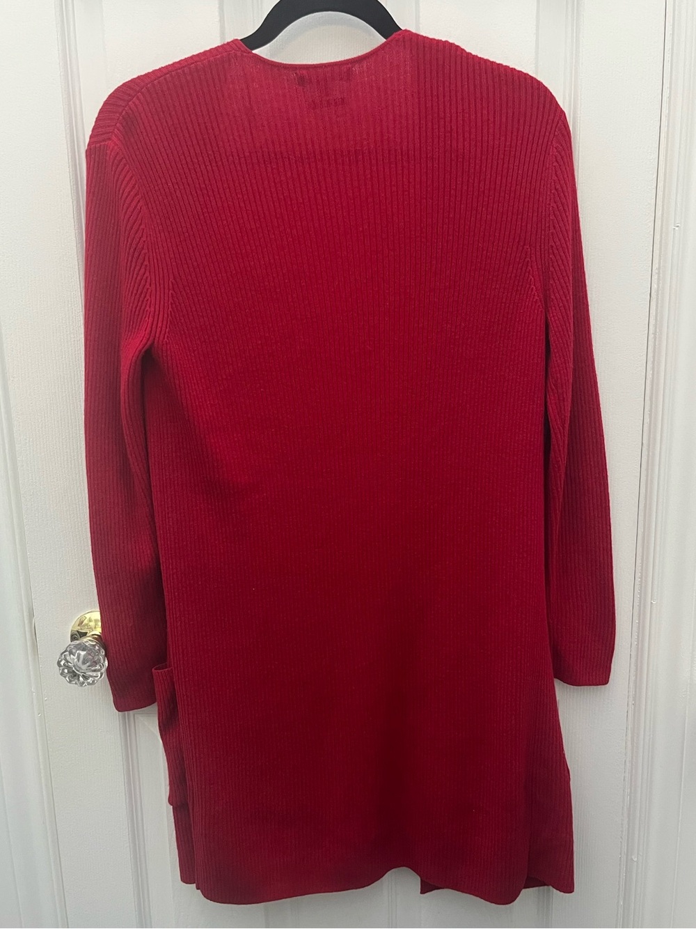 Massimo Dutti Open-Front Red Ribbed Cardigan - Picture 7 of 7